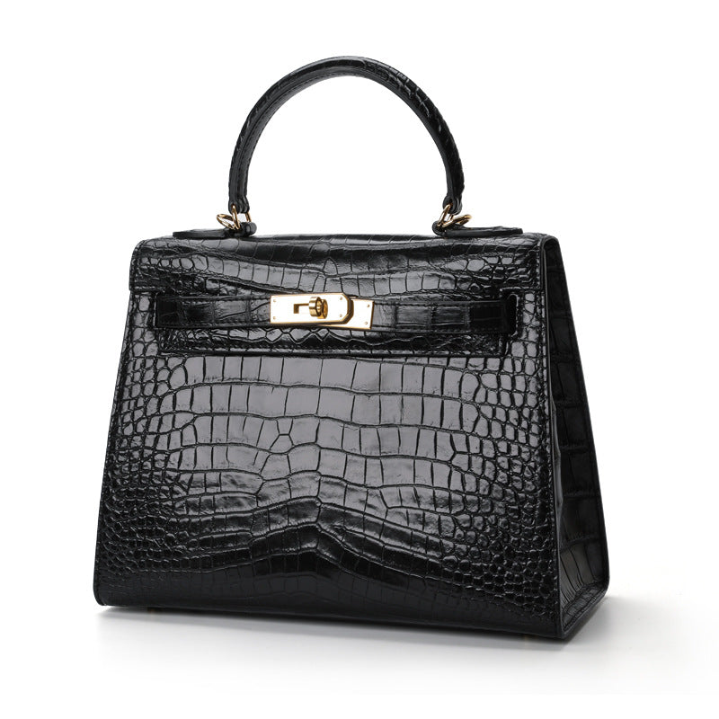 2025 New Thai Siamese Crocodile Skin Handbag Chic Womens Kelly Bag