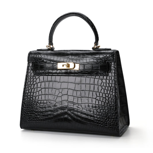 2025 New Thai Siamese Crocodile Skin Handbag Chic Womens Kelly Bag