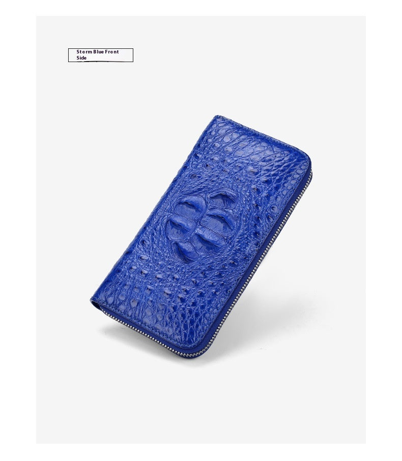 Genuine Crocodile Skull Leather Long Zipper Wallet for Women Business Leisure Handbag