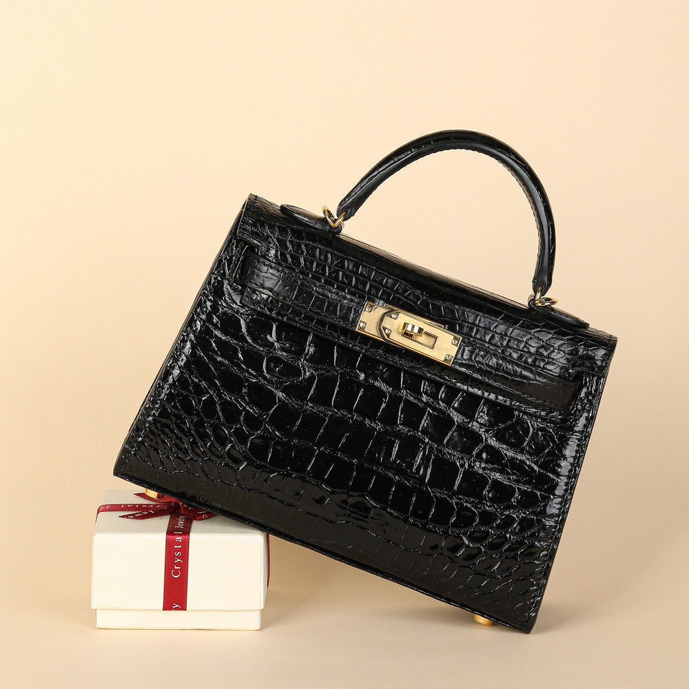 19cm Kelly II Siamese Crocodile Belly Women's Handbag