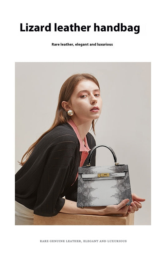 2025 Fashionable Lizard Skin Lady Crossbody Bag Small Genuine Leather