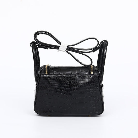 Fashion 2025 Crocodile Texture Lady Small Purse Genuine Leather Single Strap Bag