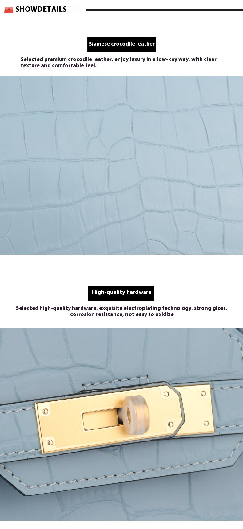 2025 New Matte Crocodile Leather Handbag Hand-Sewn Wax Thread ThirtyThat's allInspired Platinum Bag for Women