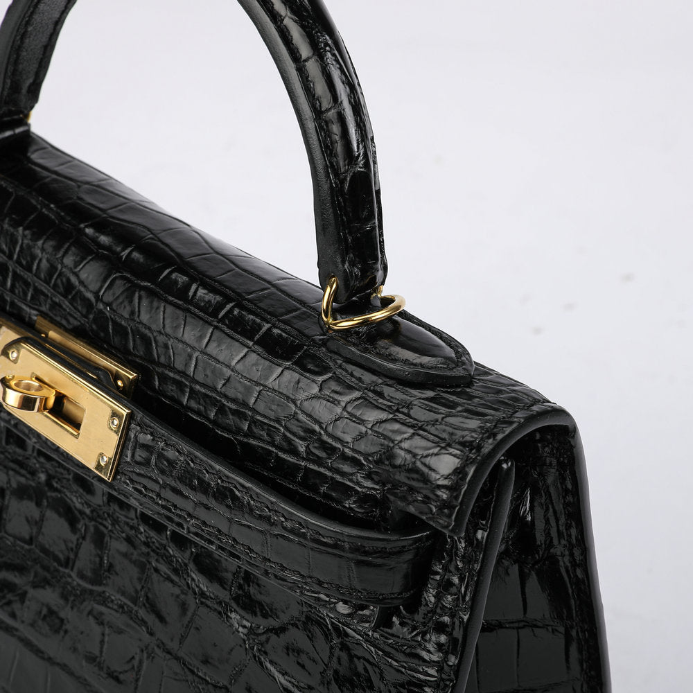 19cm Kelly II Siamese Crocodile Belly Women's Handbag