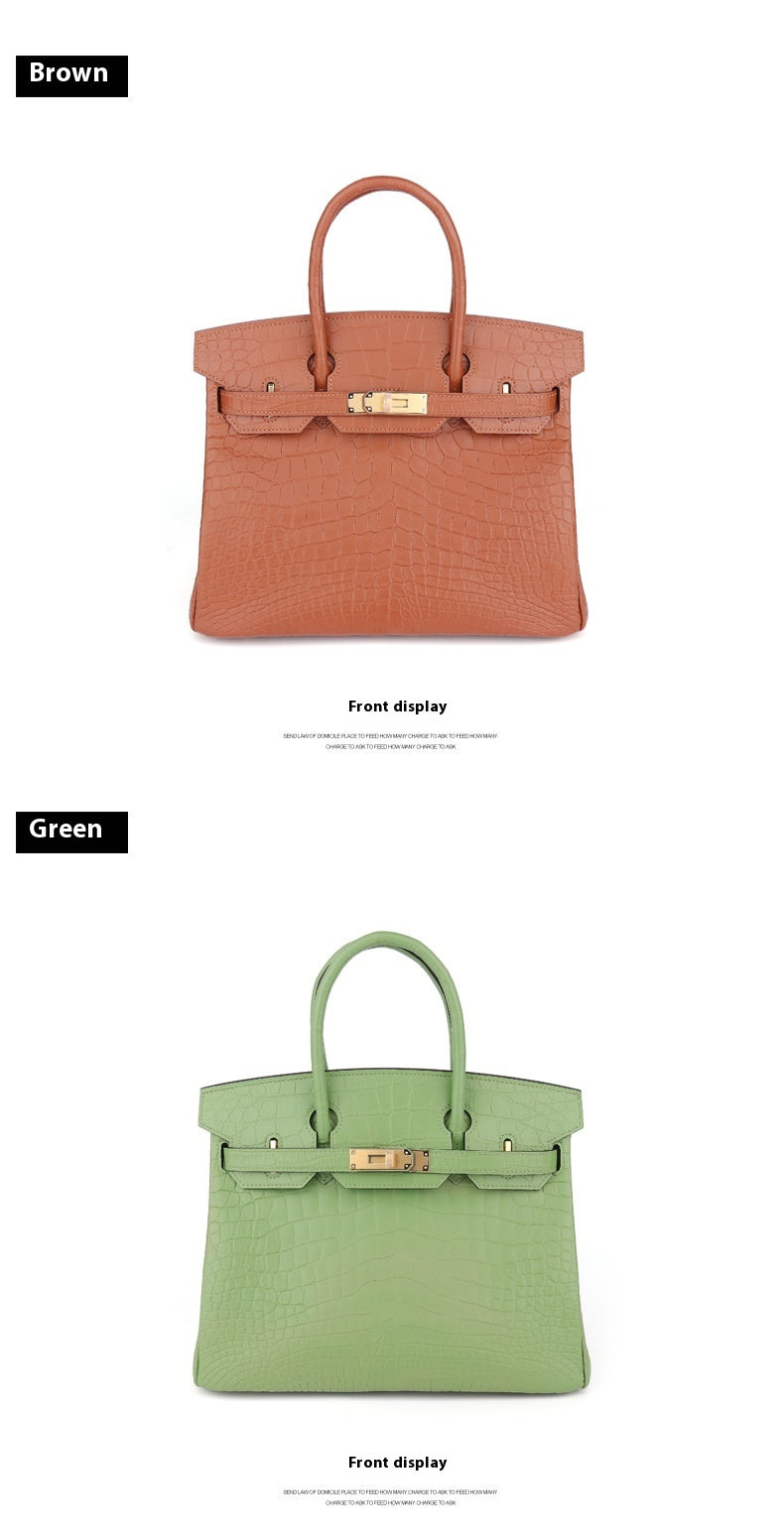 2025 New Matte Crocodile Leather Handbag Hand-Sewn Wax Thread ThirtyThat's allInspired Platinum Bag for Women