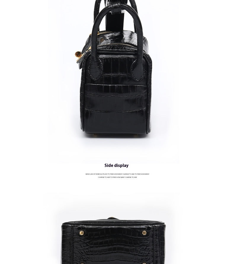 Fashion 2025 Crocodile Texture Lady Small Purse Genuine Leather Single Strap Bag