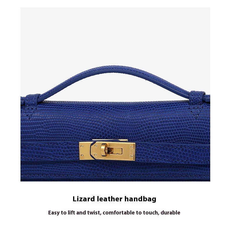 2025New lizard skin women's bag22cm First Generation Kelly Bag Single Shoulder Bag Genuine Leather Women's High-End Crossbody Bag