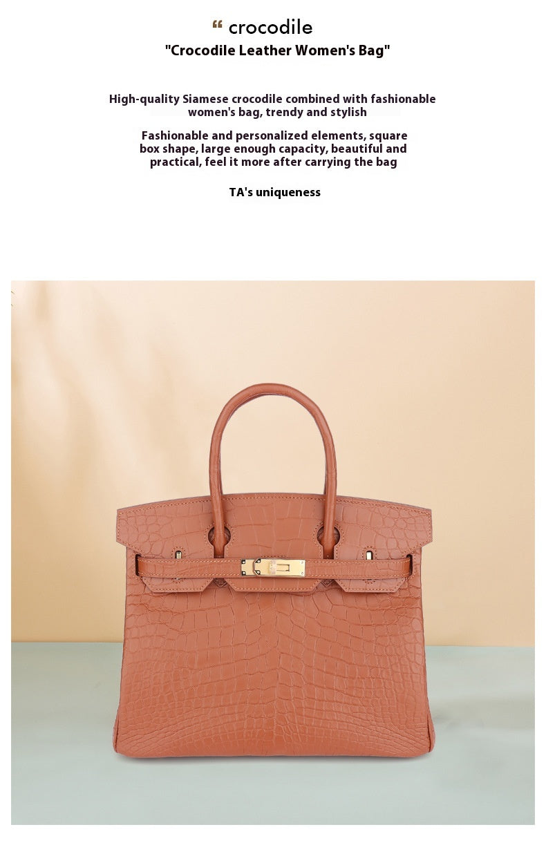 2025 New Matte Crocodile Leather Handbag Hand-Sewn Wax Thread ThirtyThat's allInspired Platinum Bag for Women