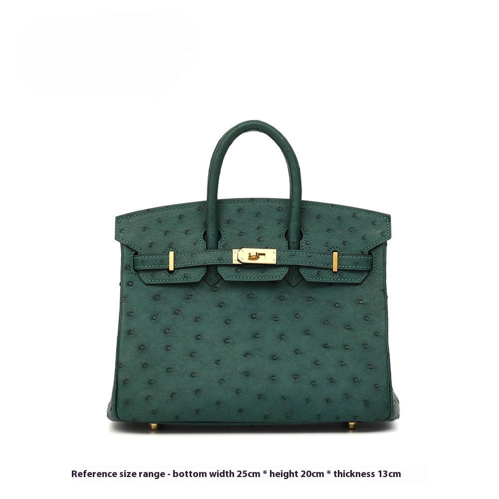 South African Ostrich Leather Platinum Handbag 2025 Trendy Lady Tote