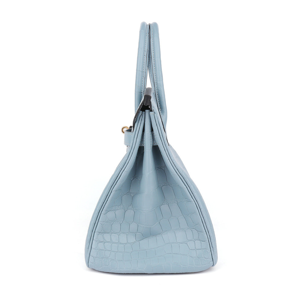 2025 New Matte Crocodile Leather Handbag Hand-Sewn Wax Thread ThirtyThat's allInspired Platinum Bag for Women