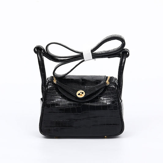 Fashion 2025 Crocodile Texture Lady Small Purse Genuine Leather Single Strap Bag