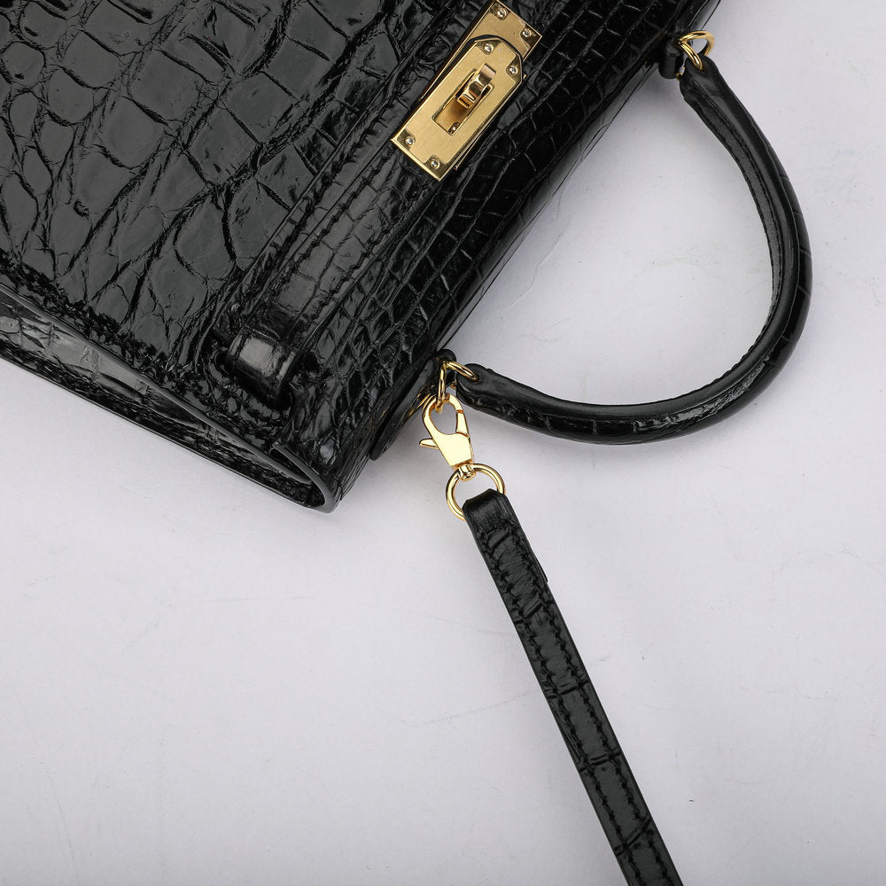 19cm Kelly II Siamese Crocodile Belly Women's Handbag