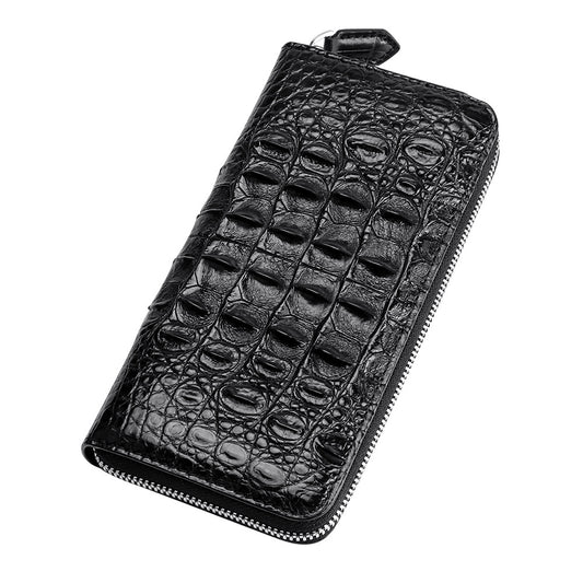 Crocodile Back Bone Large Mens Clutch Wallet Zippered Bag
