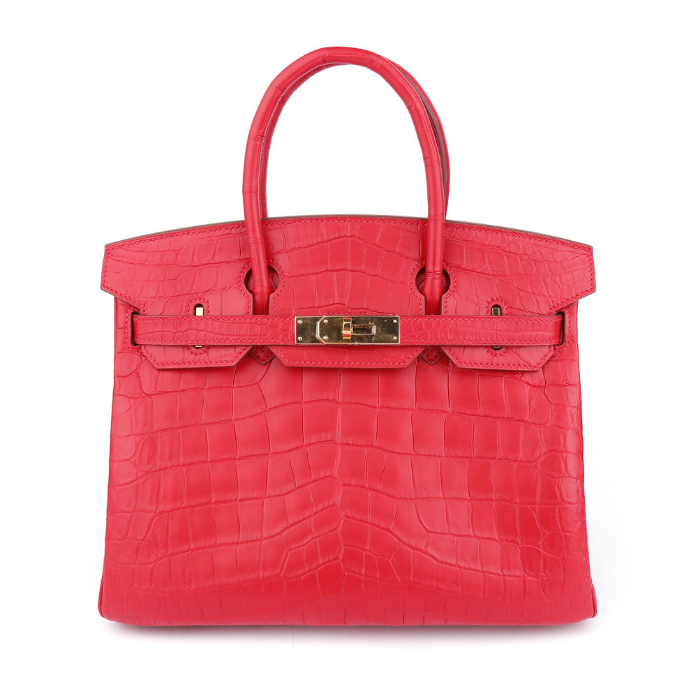2025 New Matte Crocodile Leather Handbag Hand-Sewn Wax Thread ThirtyThat's allInspired Platinum Bag for Women