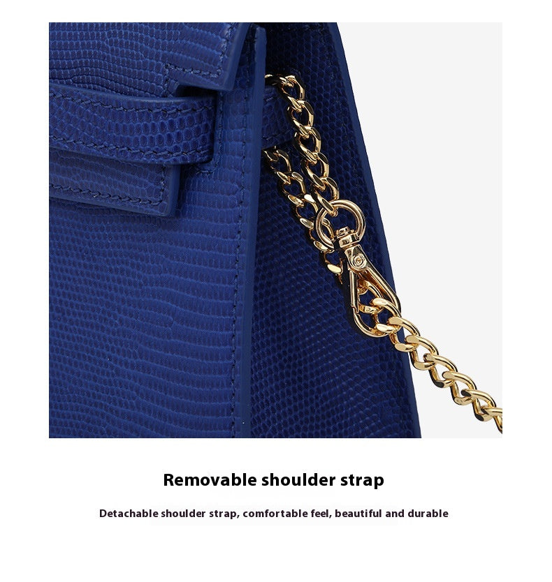 2025New lizard skin women's bag22cm First Generation Kelly Bag Single Shoulder Bag Genuine Leather Women's High-End Crossbody Bag