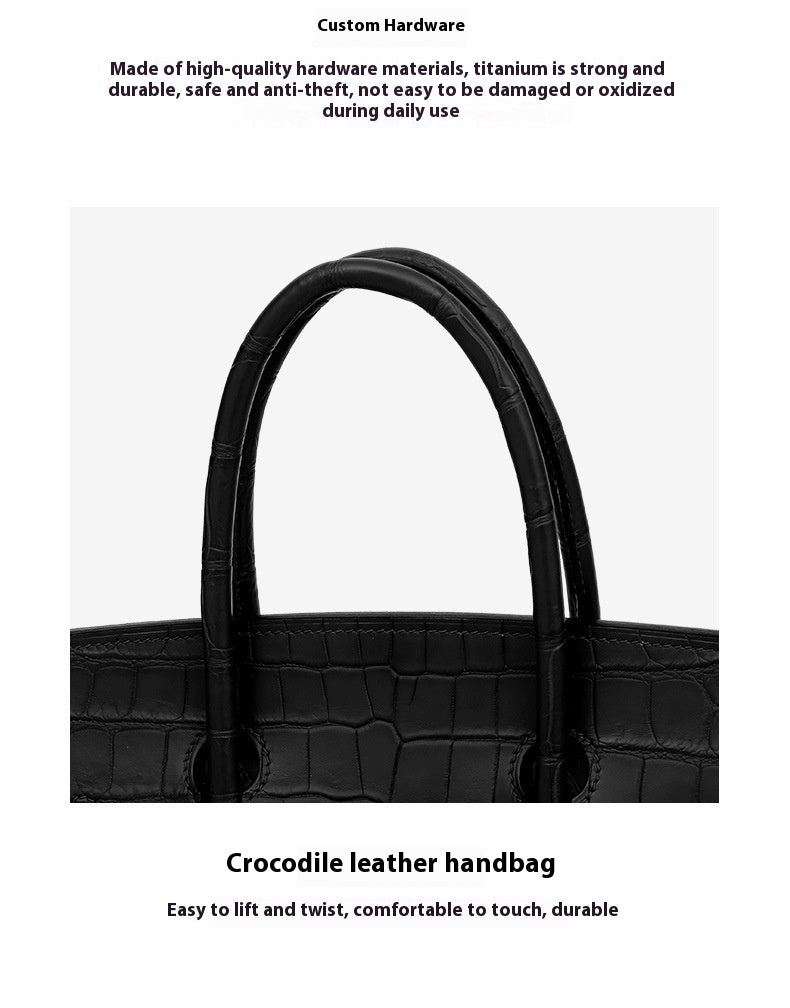 2025 New 35cm Matte Crocodile Grain Leather Handbag Classic LargePlatinumBag Tote Crossbody
