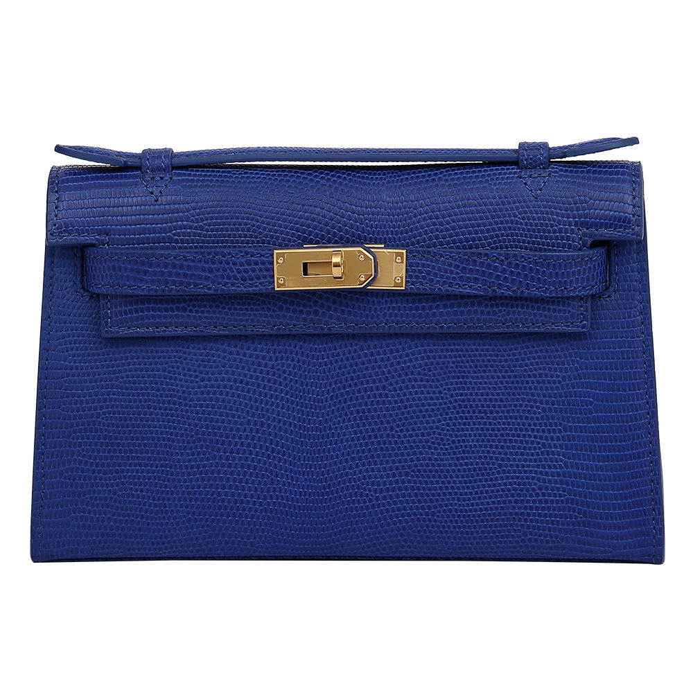 2025New lizard skin women's bag22cm First Generation Kelly Bag Single Shoulder Bag Genuine Leather Women's High-End Crossbody Bag