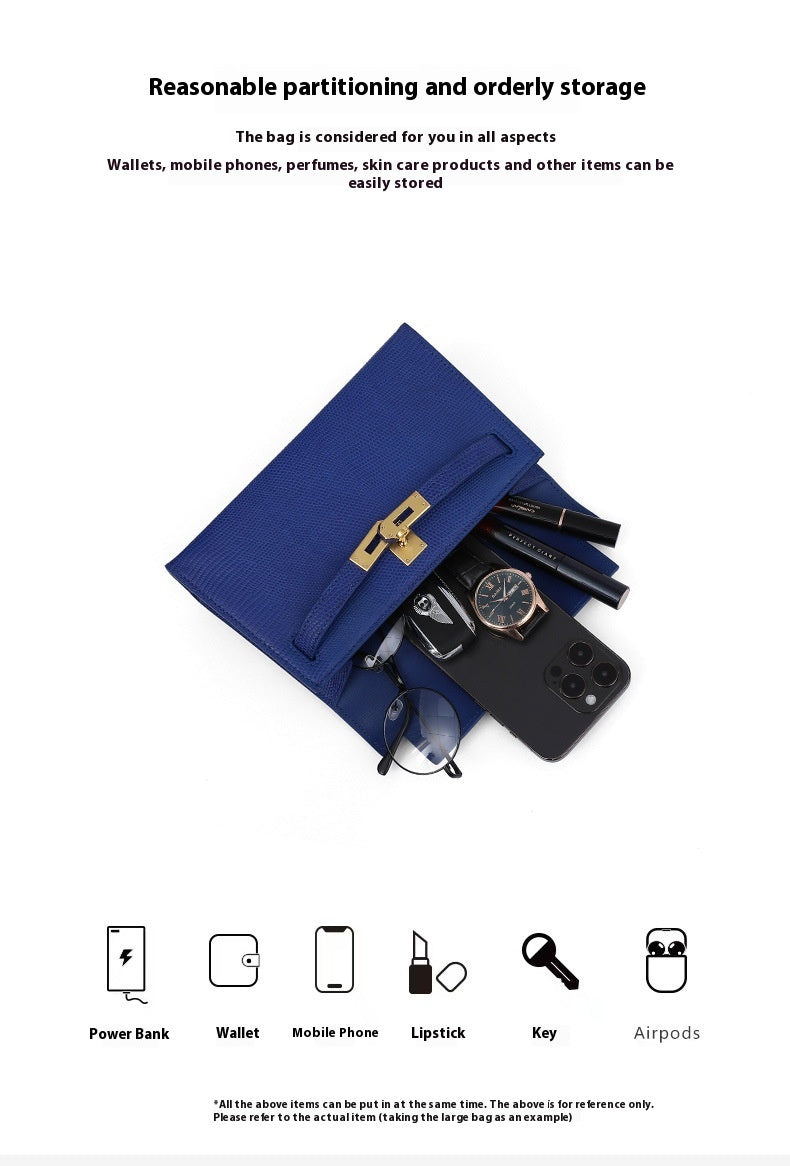 2025New lizard skin women's bag22cm First Generation Kelly Bag Single Shoulder Bag Genuine Leather Women's High-End Crossbody Bag