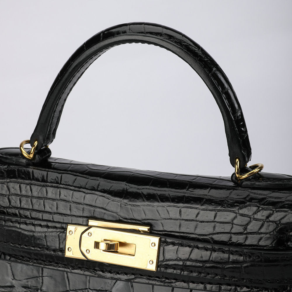 19cm Kelly II Siamese Crocodile Belly Women's Handbag