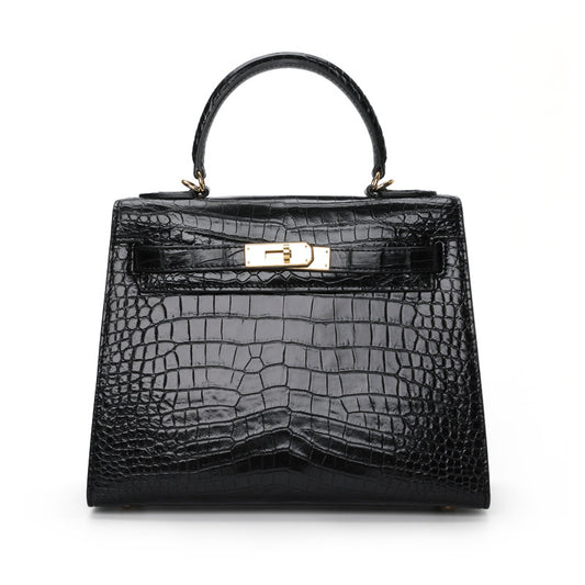 2025 New Thai Siamese Crocodile Skin Handbag Chic Womens Kelly Bag