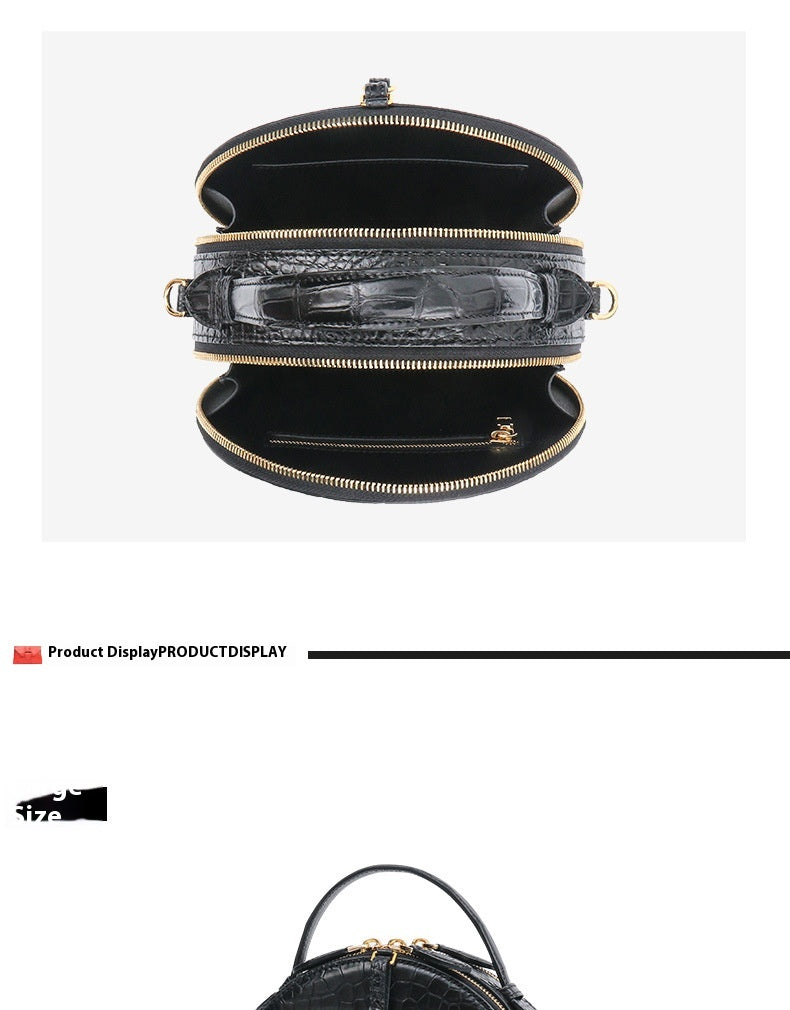 2025 Trendy High End Siamese Crocodile Leather Small Circle Bag
