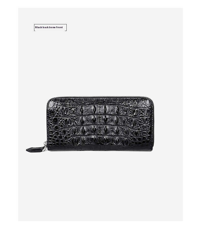 Crocodile Back Bone Large Mens Clutch Wallet Zippered Bag