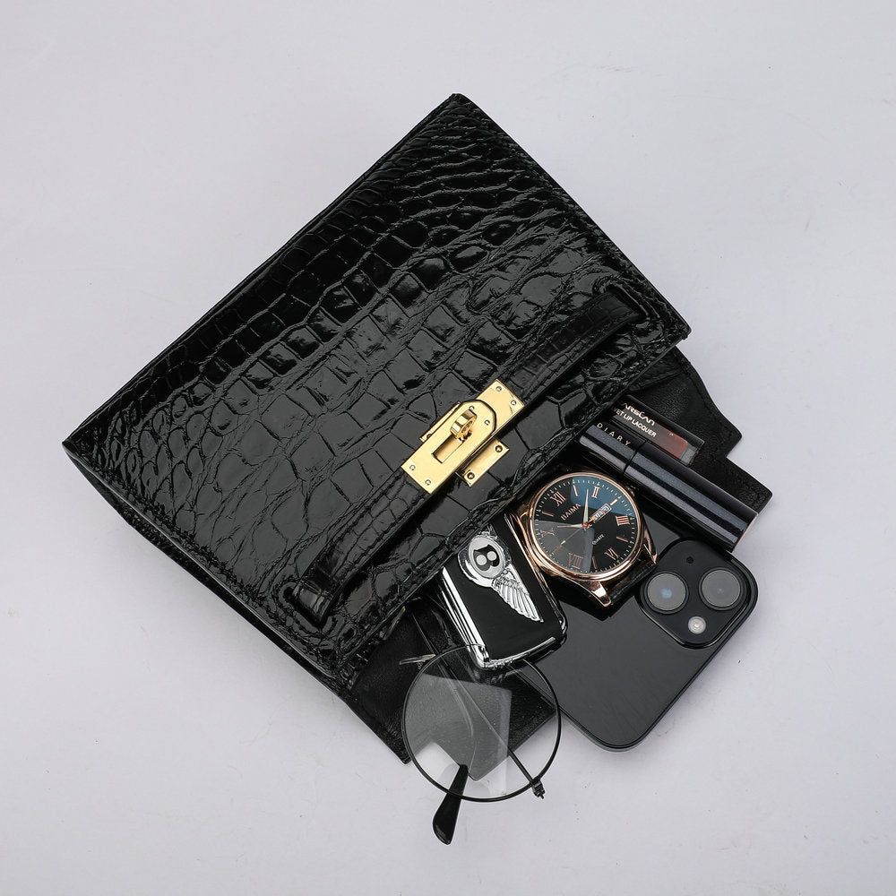19cm Kelly II Siamese Crocodile Belly Women's Handbag