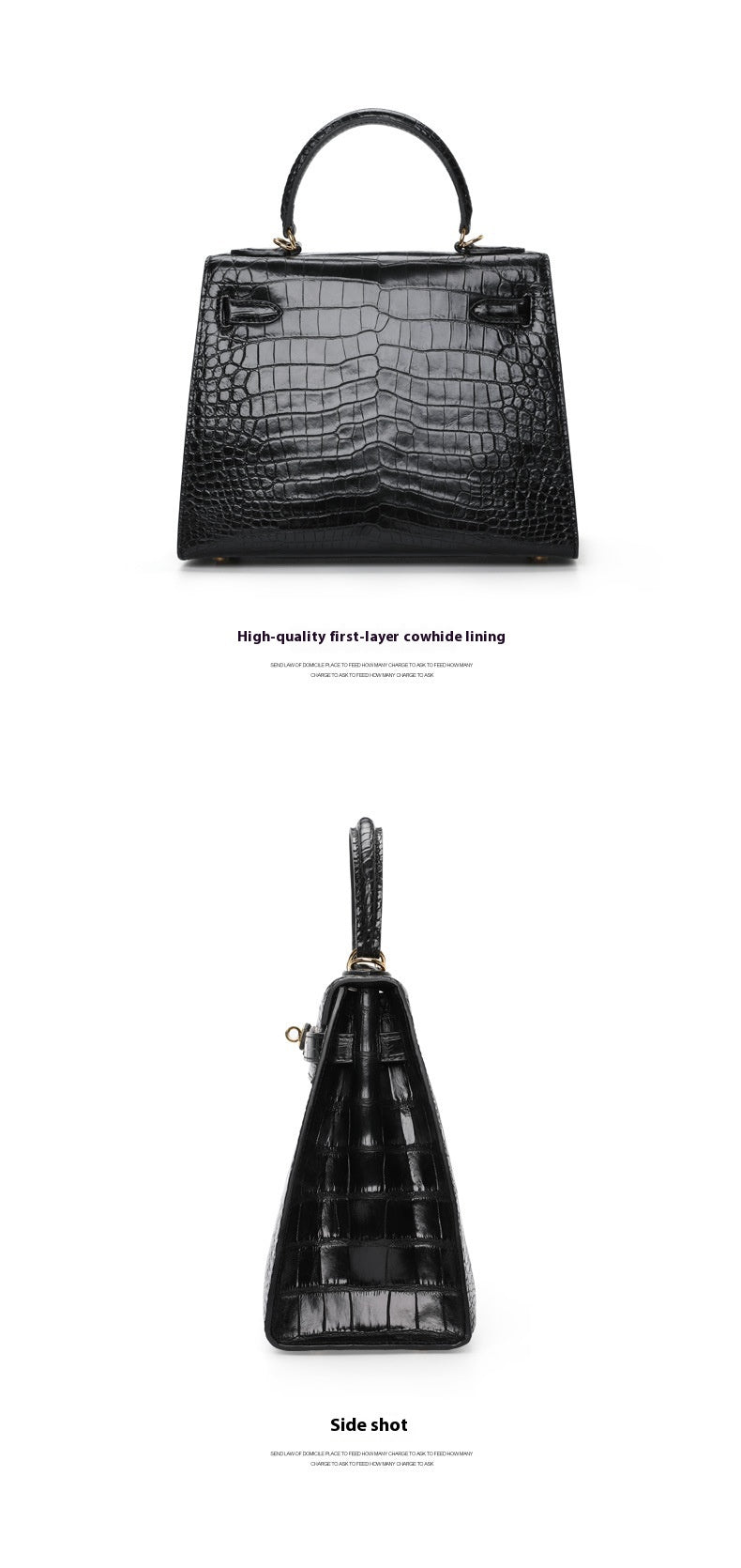 2025 New Thai Siamese Crocodile Skin Handbag Chic Womens Kelly Bag
