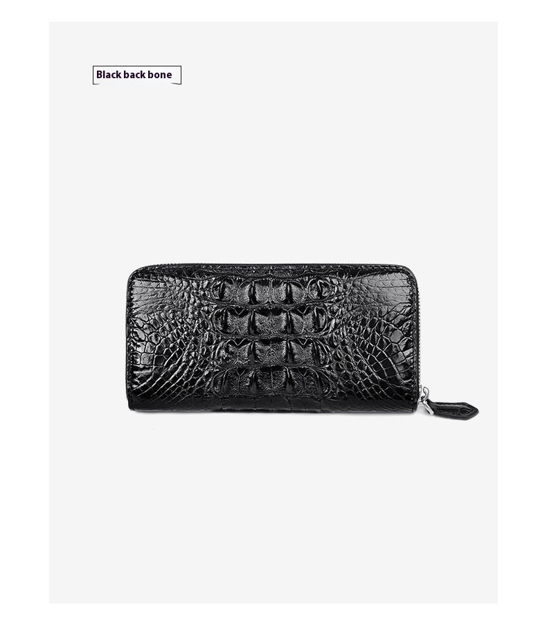 Crocodile Back Bone Large Mens Clutch Wallet Zippered Bag