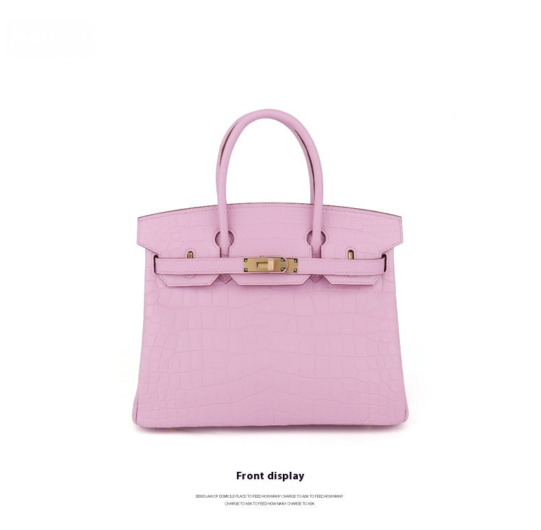 2025 New Matte Crocodile Leather Handbag Hand-Sewn Wax Thread ThirtyThat's allInspired Platinum Bag for Women