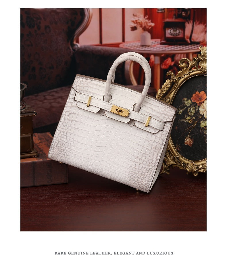Luxurious 2025 Crocodile Belly Leather Handbag BK20 Platinum Tote Elegant Large Size