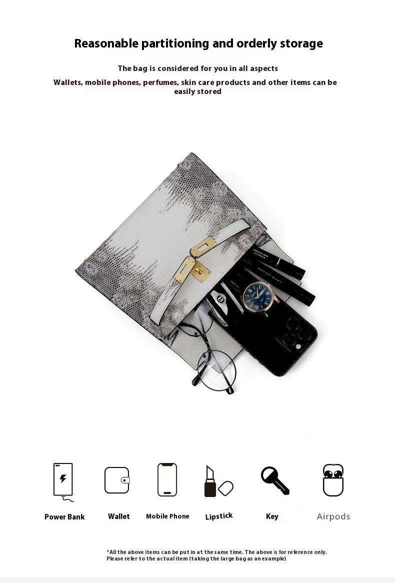 2025 Fashionable Lizard Skin Lady Crossbody Bag Small Genuine Leather