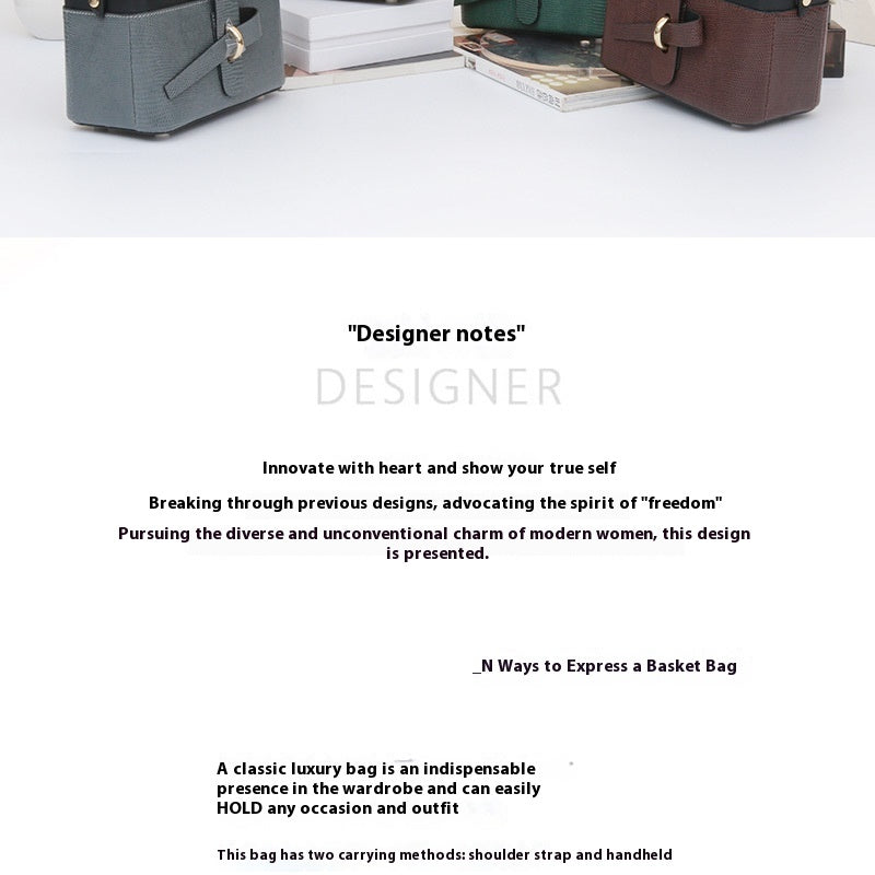 2025 Lizard Skin Women's Basket Bag Retro Luxury Box Shoulder Bag