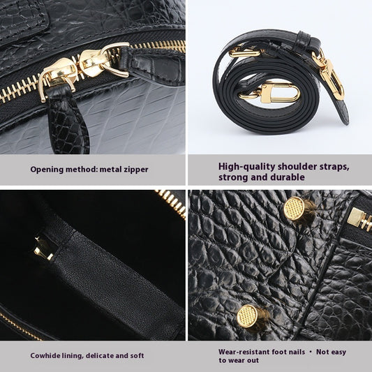 2025 Trendy High End Siamese Crocodile Leather Small Circle Bag