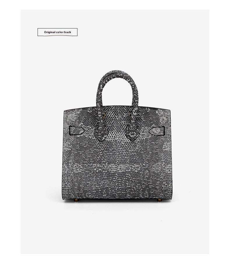 2025 Handmade Lizard Skin Women's Leather Tote Bag Platinum Classic Bag Large Capacity Shoulder Bag Crossbody Bag