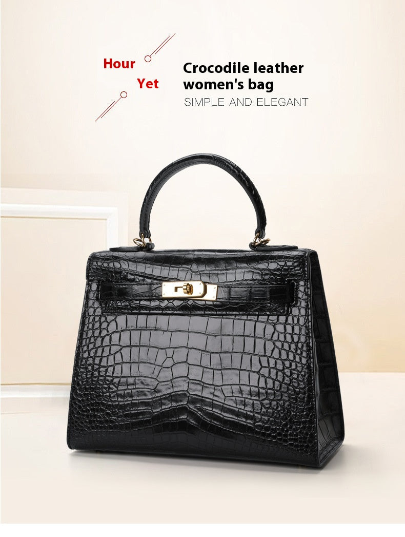 2025 New Thai Siamese Crocodile Skin Handbag Chic Womens Kelly Bag
