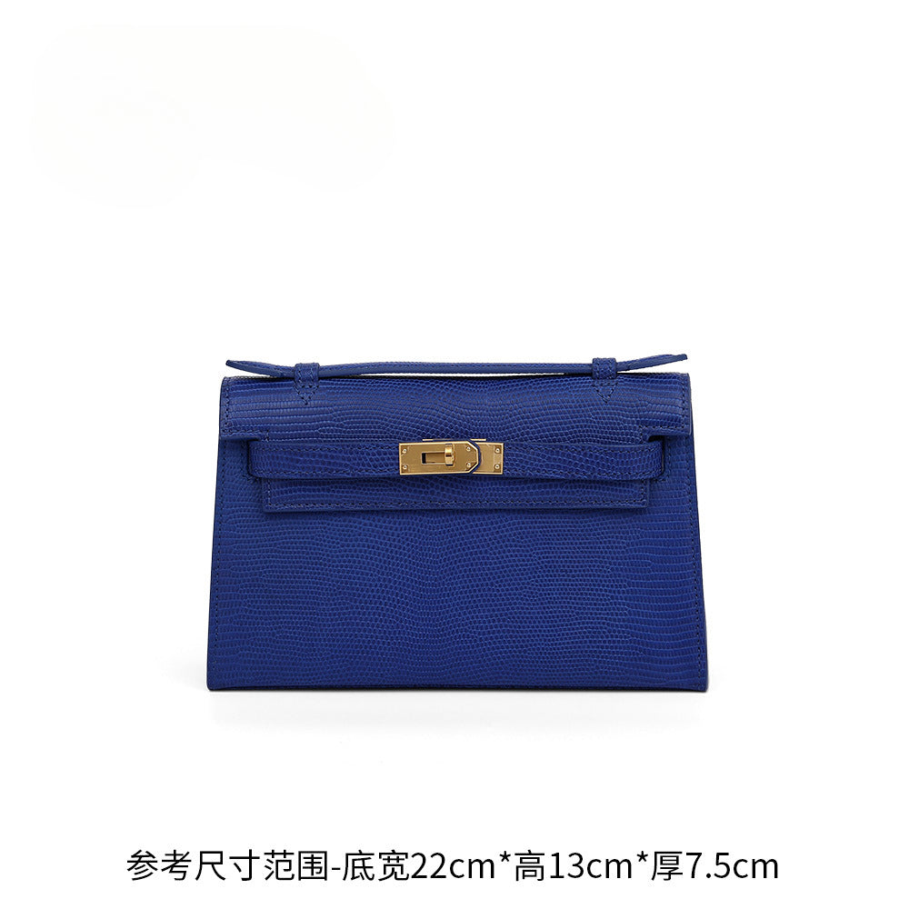 2025New lizard skin women's bag22cm First Generation Kelly Bag Single Shoulder Bag Genuine Leather Women's High-End Crossbody Bag