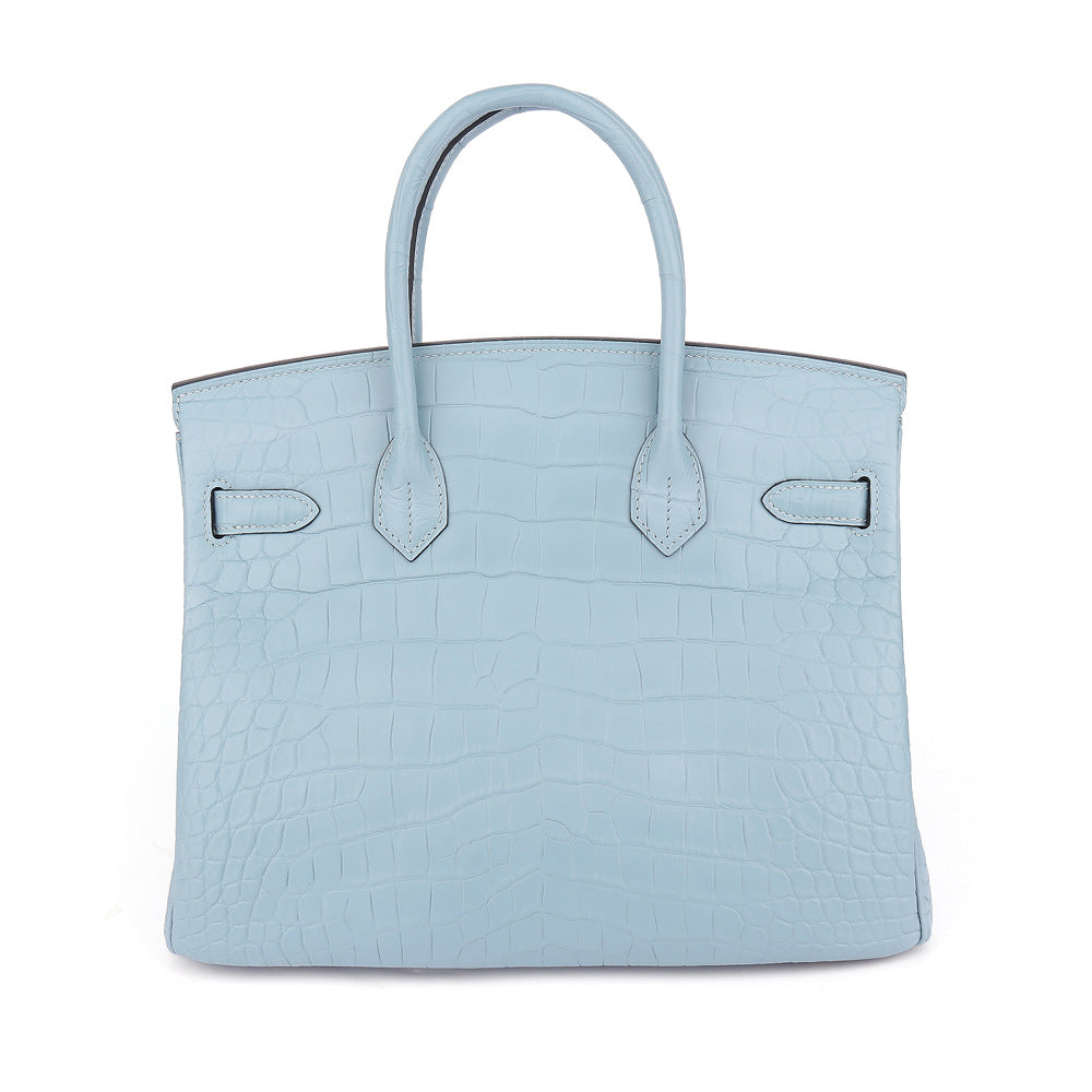 2025 New Matte Crocodile Leather Handbag Hand-Sewn Wax Thread ThirtyThat's allInspired Platinum Bag for Women