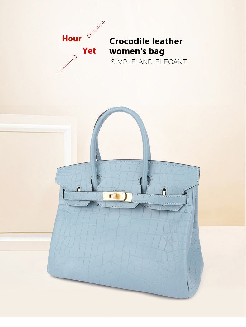 2025 New Matte Crocodile Leather Handbag Hand-Sewn Wax Thread ThirtyThat's allInspired Platinum Bag for Women