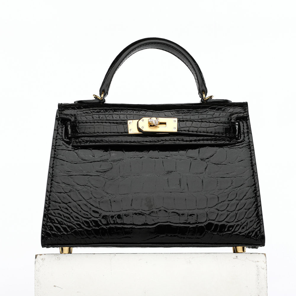 19cm Kelly II Siamese Crocodile Belly Women's Handbag