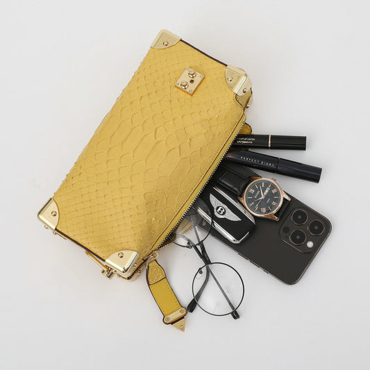 2025New Python Skin Women's Bag Genuine Leather Soft Box Bag High-end Feel Single Shoulder Crossbody Bag Women's Underarm Small Square Bag