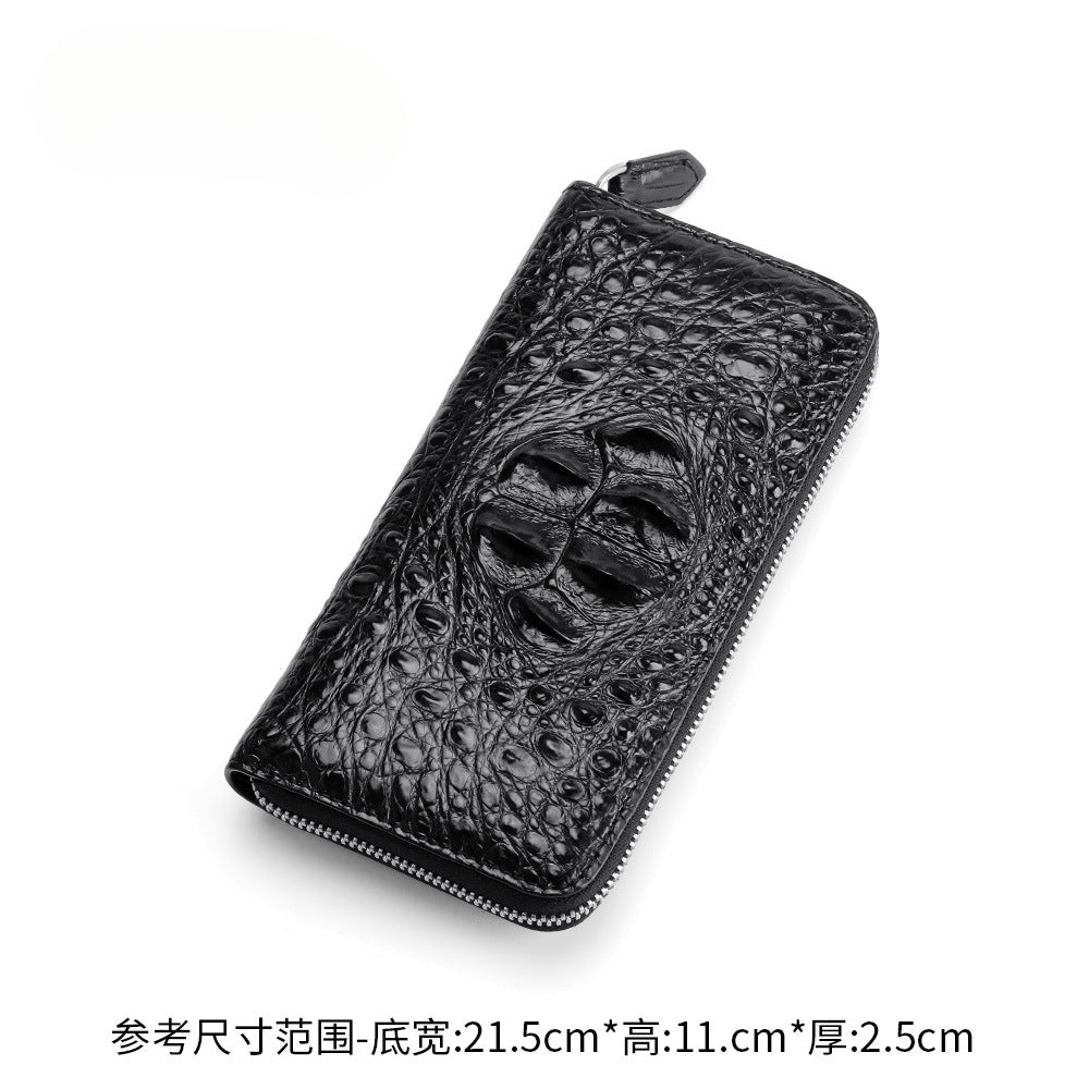 Crocodile Back Bone Large Mens Clutch Wallet Zippered Bag