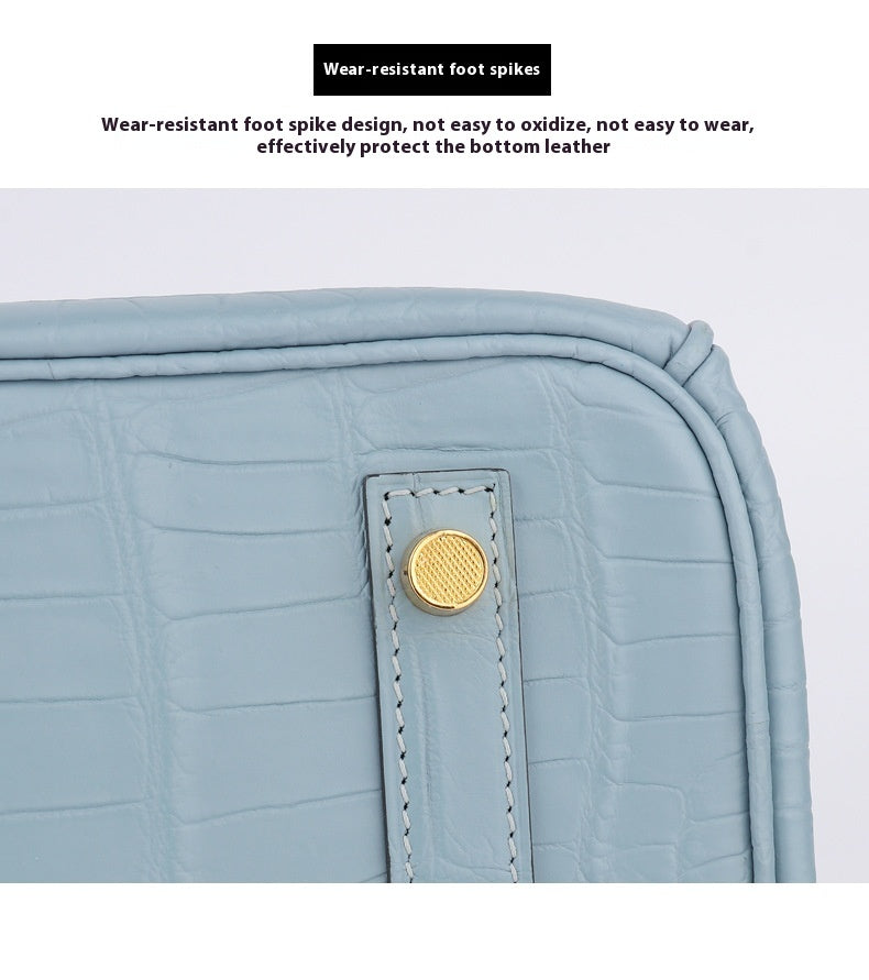 2025 New Matte Crocodile Leather Handbag Hand-Sewn Wax Thread ThirtyThat's allInspired Platinum Bag for Women
