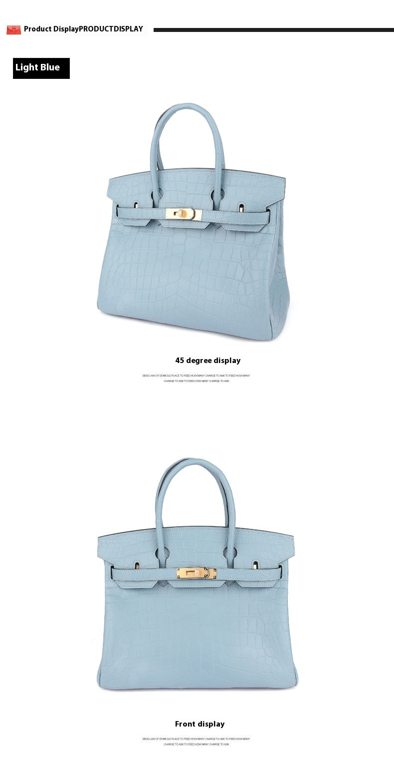 2025 New Matte Crocodile Leather Handbag Hand-Sewn Wax Thread ThirtyThat's allInspired Platinum Bag for Women