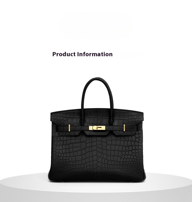 2025 New 35cm Matte Crocodile Grain Leather Handbag Classic LargePlatinumBag Tote Crossbody