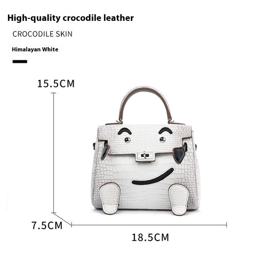 2025 New Smile Millennium Kelly Crocodile Himalayan White Handcrafted Crossbody Bag