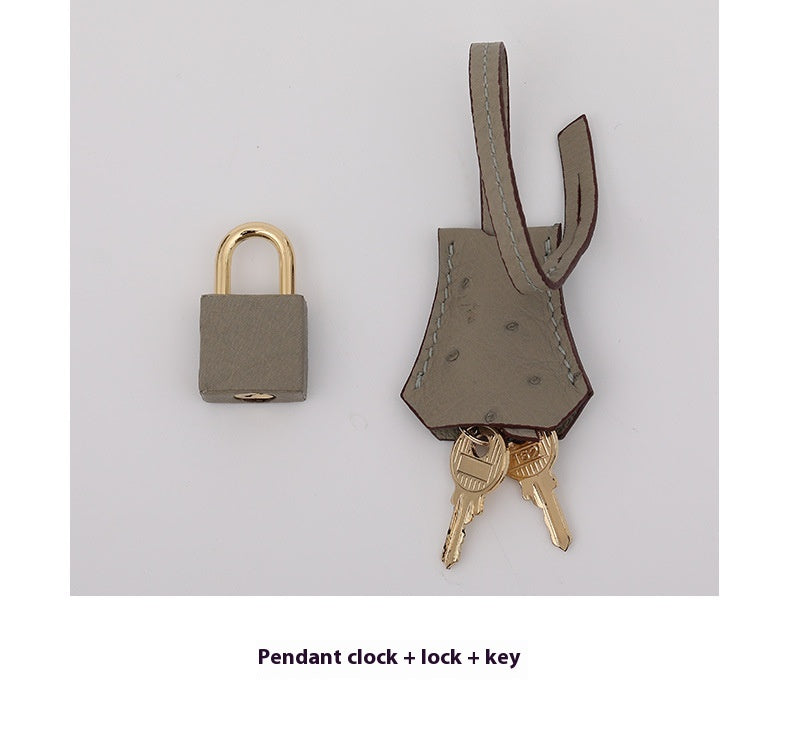 2025 Trendy Studded South African Ostrich Leather Platinum Handbag