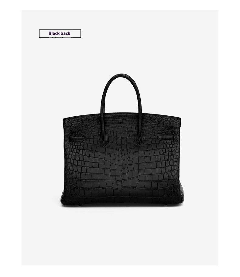 2025 New 35cm Matte Crocodile Grain Leather Handbag Classic LargePlatinumBag Tote Crossbody