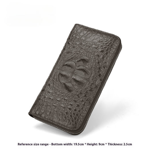 Genuine Crocodile Skull Leather Long Zipper Wallet for Women Business Leisure Handbag