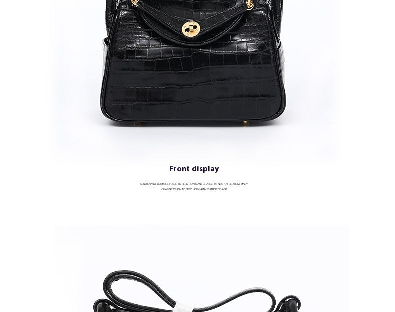 Fashion 2025 Crocodile Texture Lady Small Purse Genuine Leather Single Strap Bag